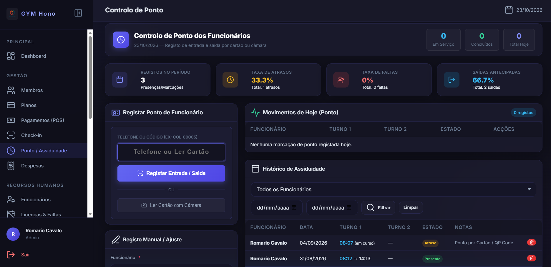 Folha de salários com frequência e descontos
